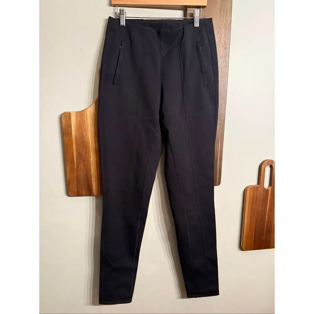 Lululemon Black Pleated Zip Pockets Pull-On Stretch Tapered‎ Ankle Pants Size 6